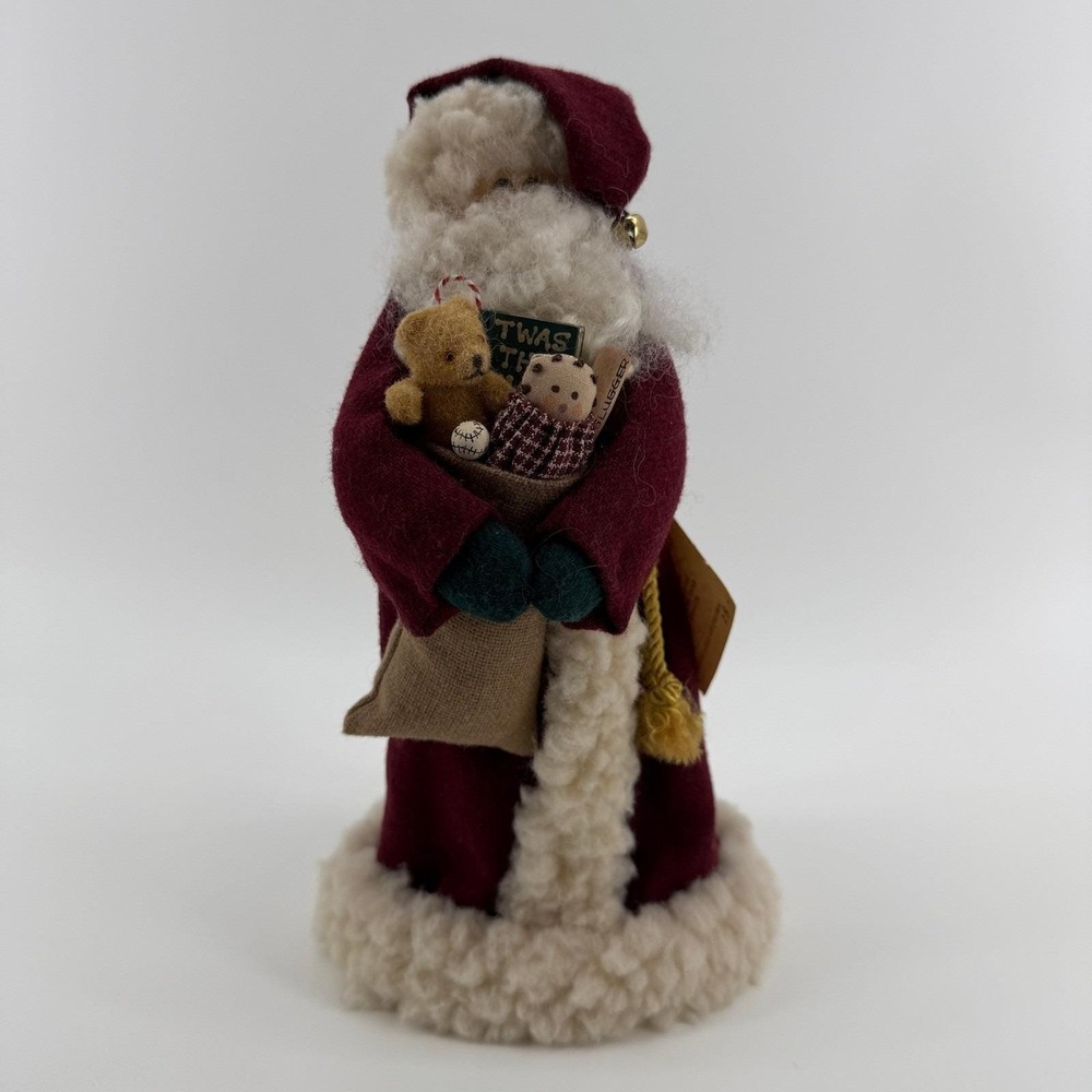 Vintage 1997 Linda Langan Yesterdays Dolls Handmade Santa Figure Signed Folk Art